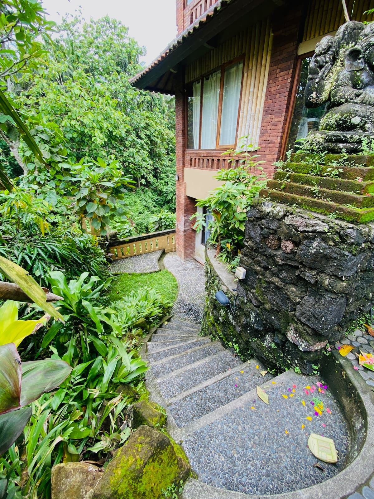 Steps down to the semi-private garden